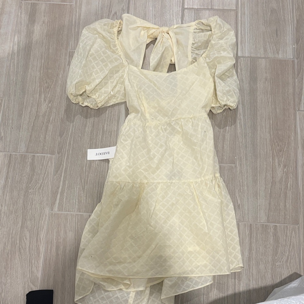 Bardot Cream Puff Sleeve Mini Dress